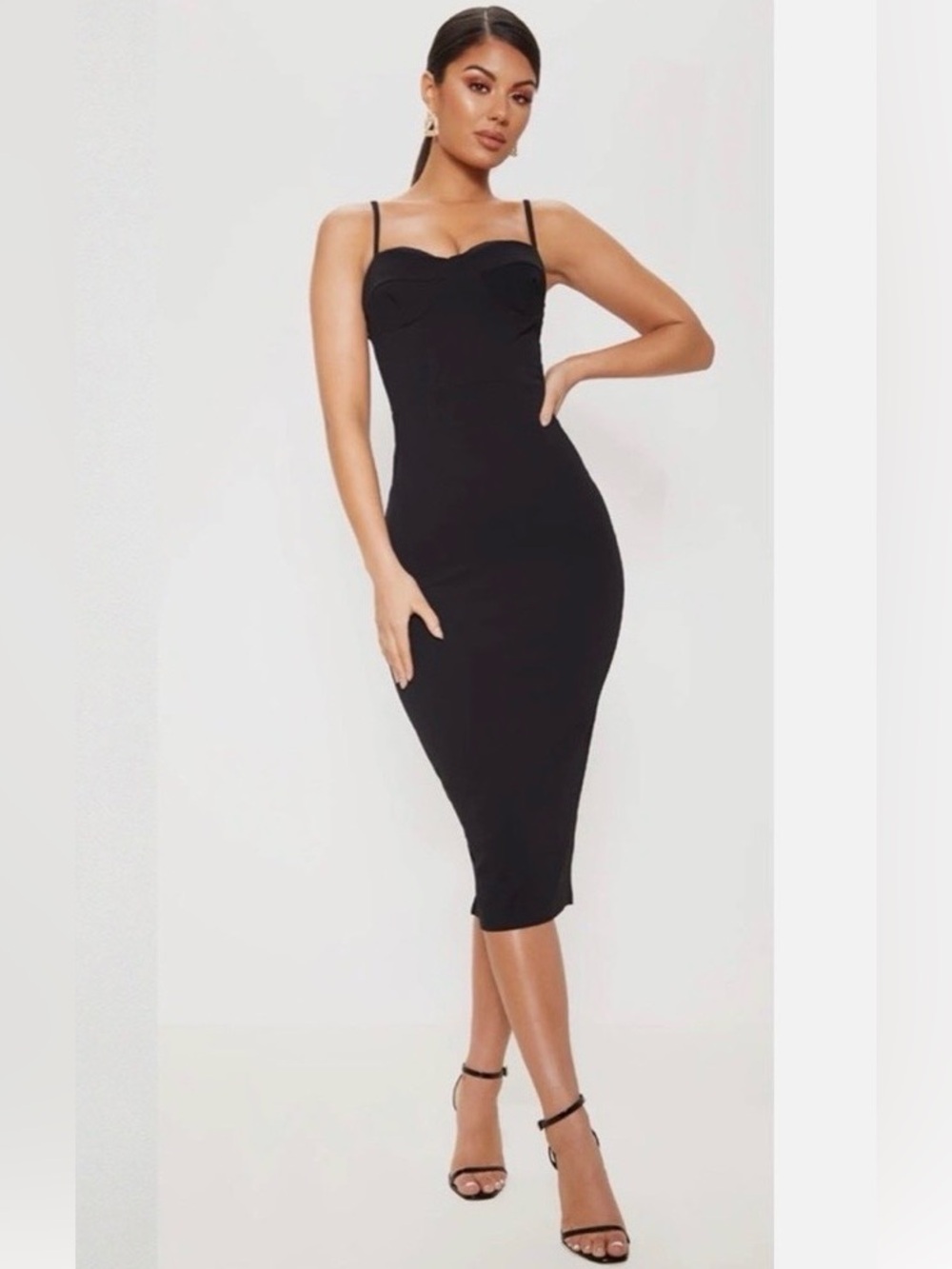 Armani Jean Black Strapless (straps missing) Dress w Zipper Back